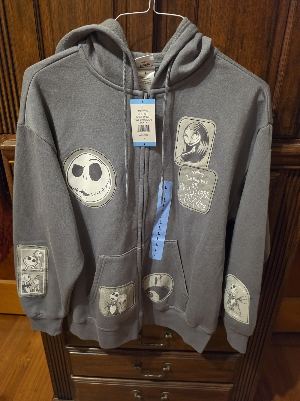 Disney The Nightmare Before Christmas Gray Zip Front Hoodie